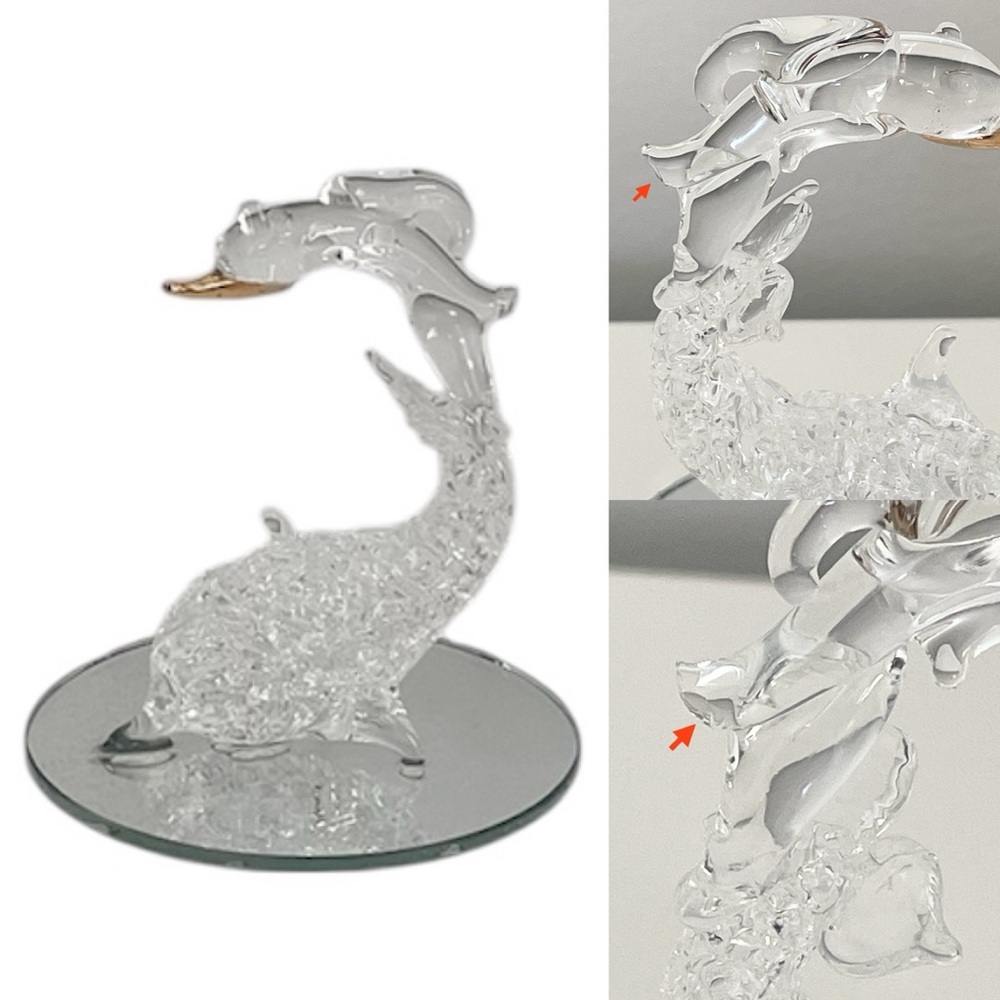 Elegant Glass Dolphin Figurine on Mirror Base